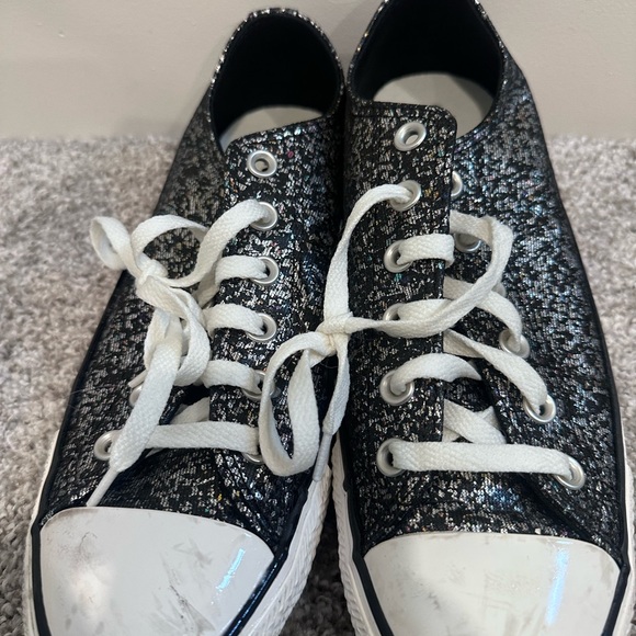 Converse Chuck Taylor Black All Star Glitter Low Top Sneakers Sz 9 - Picture 6 of 11